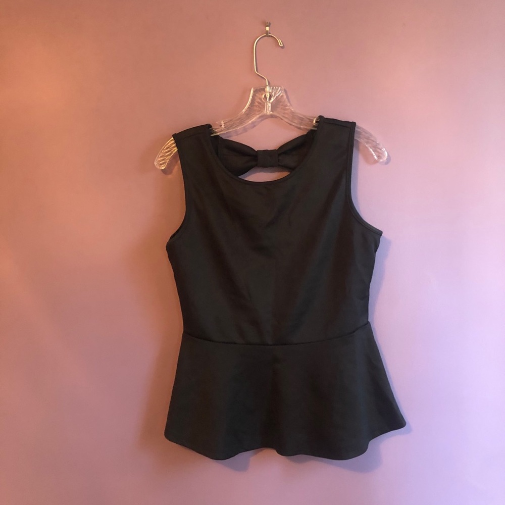 Forever 21 black peplum top with bow detail